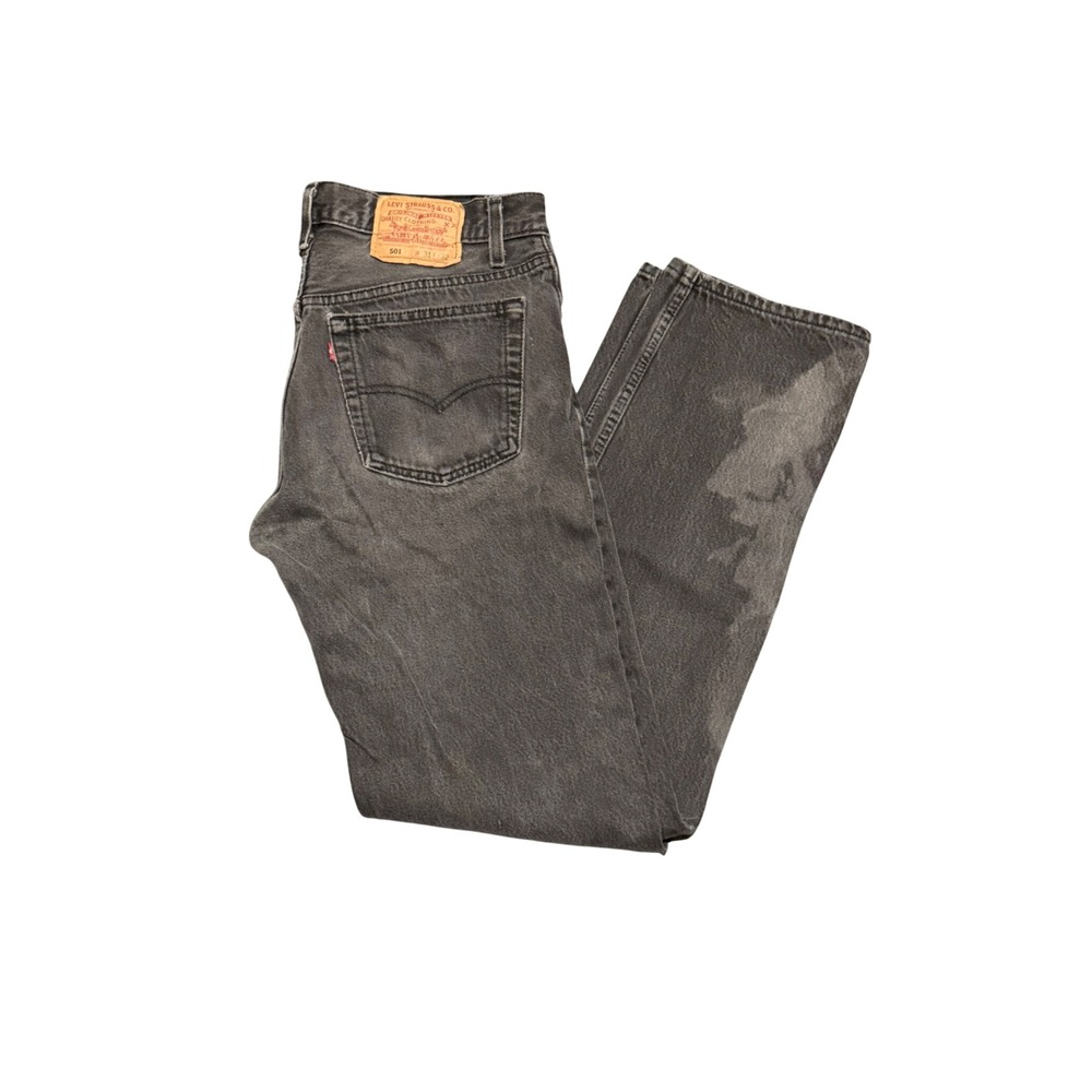 Vintage Levis 501 Black Jeans Made in USA 31x32 Distressed Straight Leg Denim